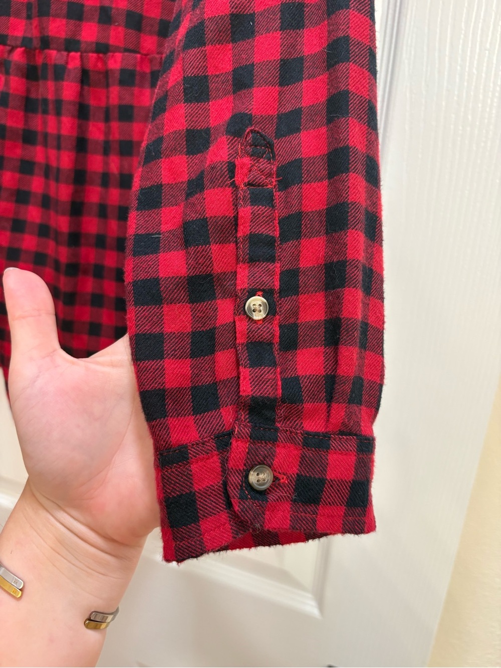 American Eagle Plaid Button-Front Peplum Top - Picture 5 of 6